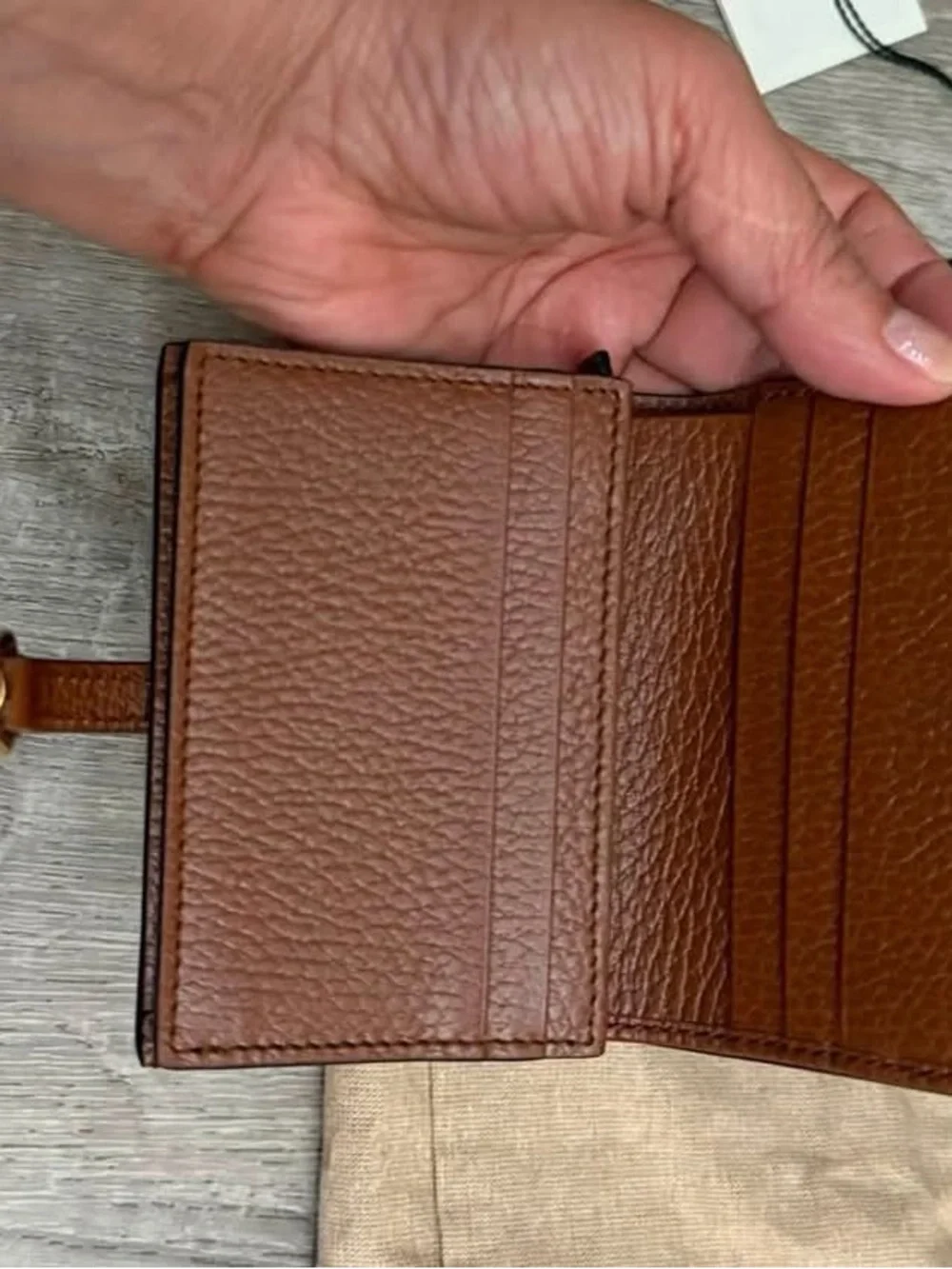 Gucci Blue GG Denim Wallet with Brown Leather Trim and Brass Horsebit